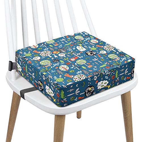 CAVWVTYU Booster Seat for Kitchen Chair - Washable Toddler Booster for Dining Table, Portable Travel Increasing Cushion for Kid (Forest Green) - Image 1