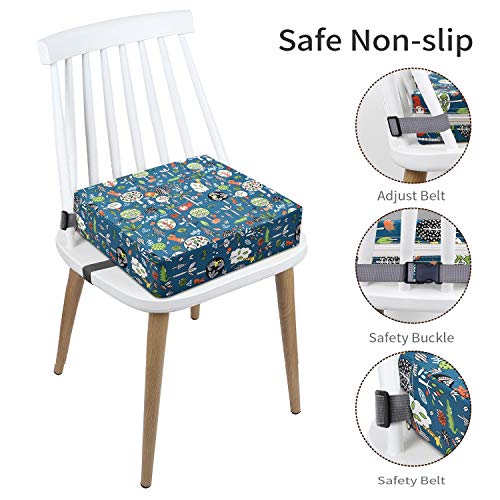 CAVWVTYU Booster Seat for Kitchen Chair - Washable Toddler Booster for Dining Table, Portable Travel Increasing Cushion for Kid (Forest Green) - Image 3