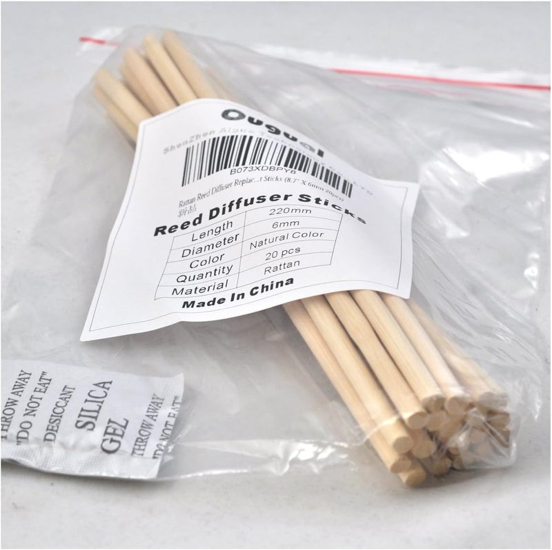 Ougual Rattan Reed Diffuser Replacement Refill Sticks (8.7" x6mm, 20pcs, Natural Color) - Image 5