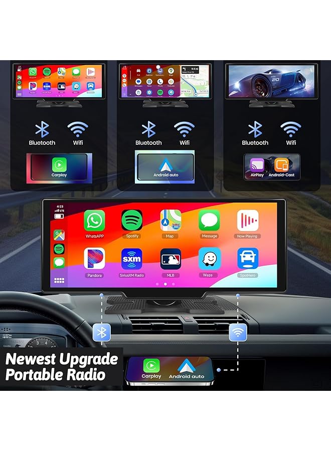 LAXDAMRE 10.26 Touchscreen Portable Wireless Carplay Car Stereo, Portable Car Screen Compatible With Bluetooth Hands-Free/Gps Navigation/Siri Assistant/Voice Control,7V-32V Suit For All Vehicles - Image 3