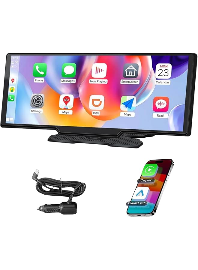 LAXDAMRE 10.26 Touchscreen Portable Wireless Carplay Car Stereo, Portable Car Screen Compatible With Bluetooth Hands-Free/Gps Navigation/Siri Assistant/Voice Control,7V-32V Suit For All Vehicles - Image 1