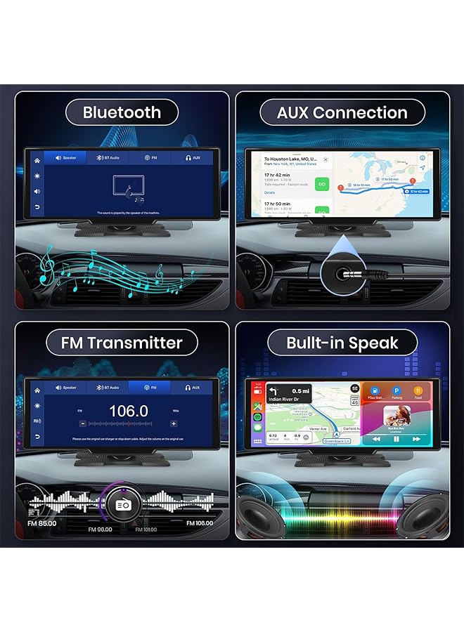 LAXDAMRE 10.26 Touchscreen Portable Wireless Carplay Car Stereo, Portable Car Screen Compatible With Bluetooth Hands-Free/Gps Navigation/Siri Assistant/Voice Control,7V-32V Suit For All Vehicles - Image 4