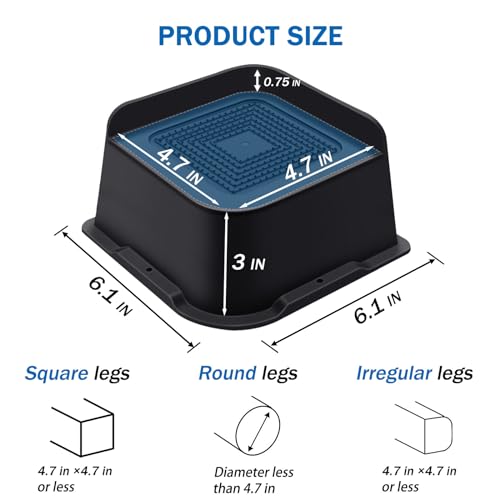 ANNKUT Bed Risers 3 Inch Heavy Duty, Furniture Risers for Bed Desk Table Sofa Couch,Oversized Bed Lifts Risers,Support up to 5000 Lbs(4 Pack Black) - Image 2