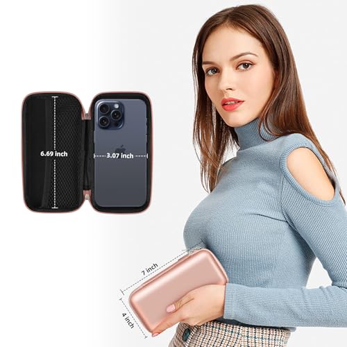 iMangoo Shockproof Travel Essentials Organizer Charger Case, Space-Optimized Small Zipper Electronics Accessories Pouch Tech Cord Cable Power Bank Storage for Women Men, 6.5x3.2x1 In (Rose Gold) - Image 3