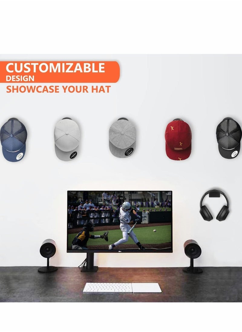 Hat Hooks for Wall, 10Pcs Adhesive Racks Baseball Caps Organizer Cowboy Rack Display Holder Cap Hangers Closet, Black  - Image 4