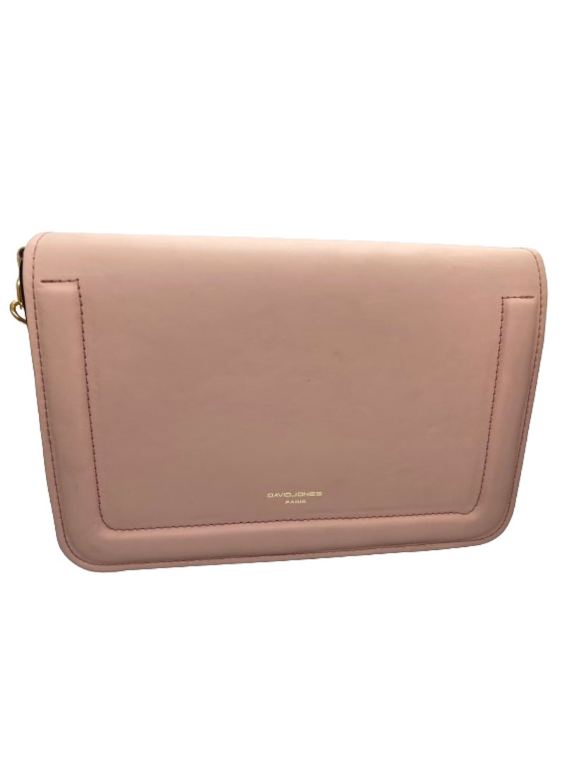 David Jones Luxury women's leather bag in pink color with a golden metal handle from David Jones - Image 1