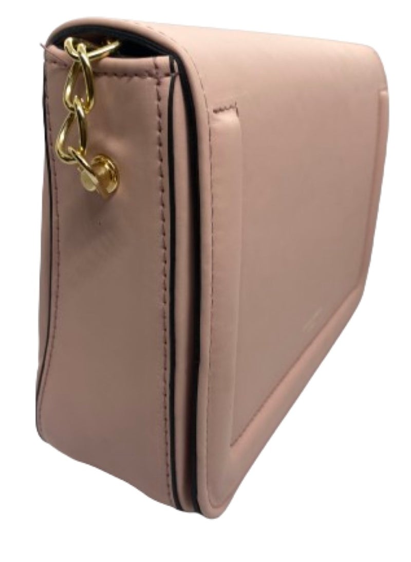 David Jones Luxury women's leather bag in pink color with a golden metal handle from David Jones - Image 2