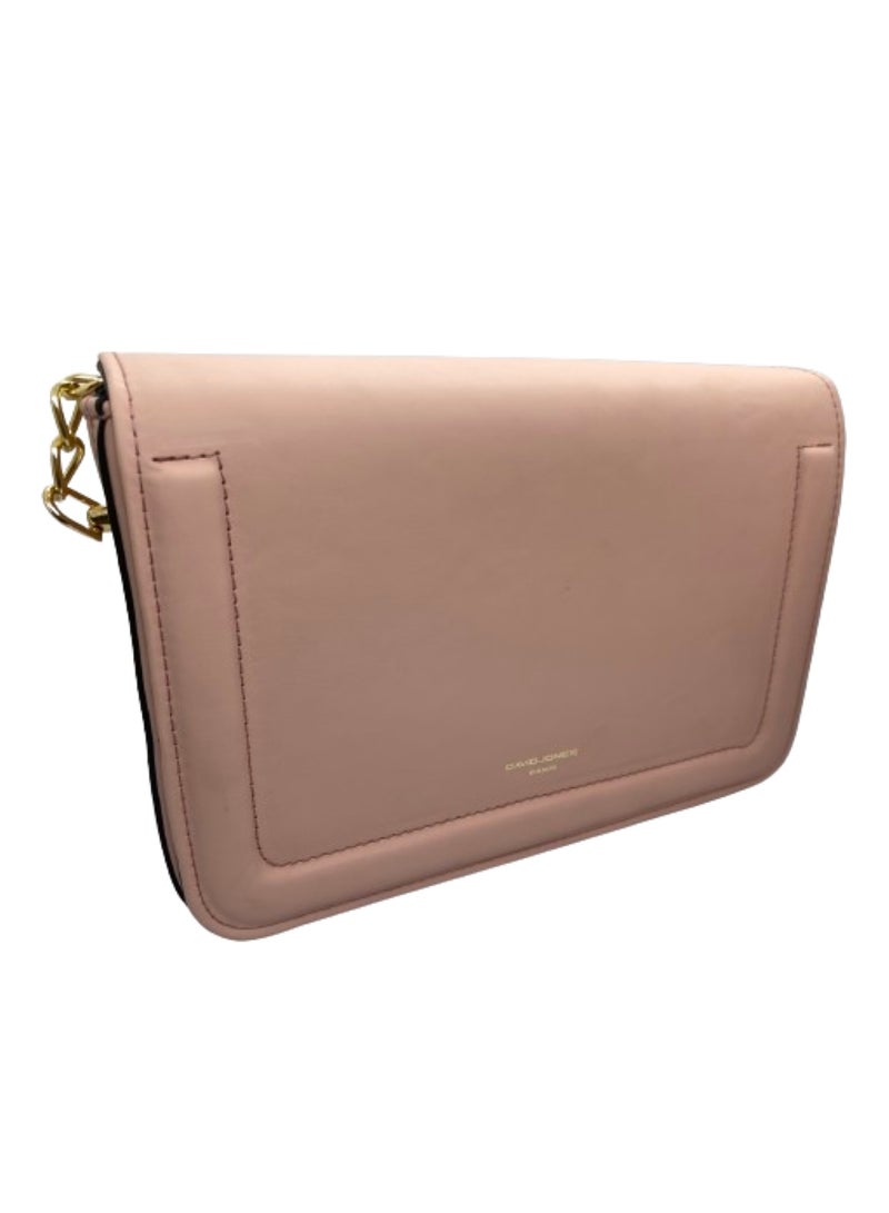 David Jones Luxury women's leather bag in pink color with a golden metal handle from David Jones - Image 3