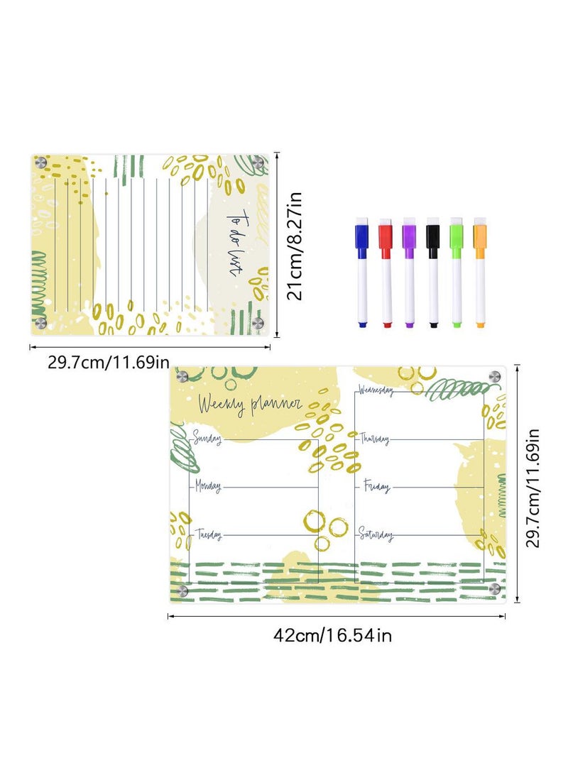 Magnetic Transparent Acrylic Week Plan Memo Message Board Erasable Magnetic Refrigerator Sticker - Image 1