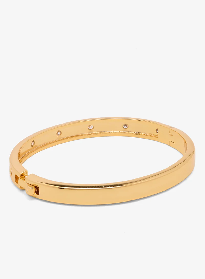 Michael Kors  Michael Kors MK Logo 7mm Gold Cubic Zirconia Ladies Bangle Bracelet for Women | Best Price UAE