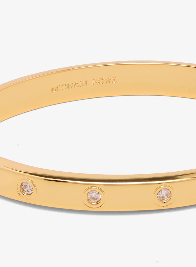 Michael Kors  Michael Kors MK Logo 7mm Gold Cubic Zirconia Ladies Bangle Bracelet for Women | Best Price UAE