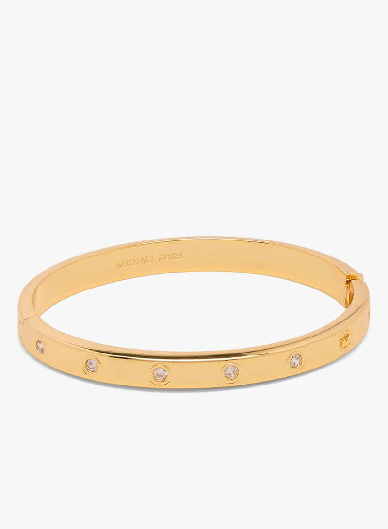 Michael Kors MK Logo 7mm Gold Cubic Zirconia Ladies Bangle Bracelet