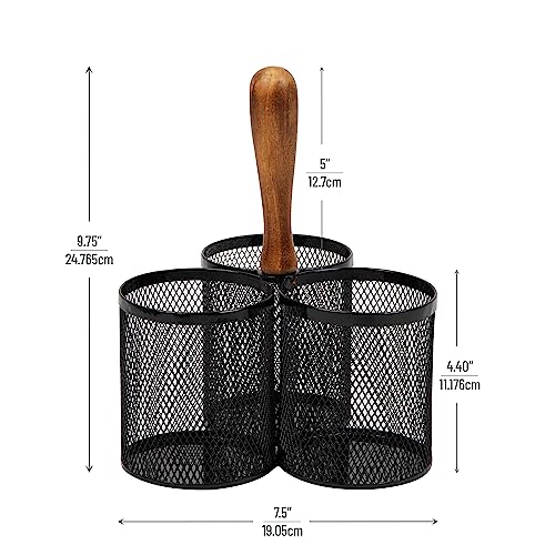 Mind Reader Utensil Holder, Silverware Organizer, Caddy, Cutlery Holder, Kitchen, Metal Mesh, 7.5"L x 7.5"W x 9.75"H, Black - Image 3