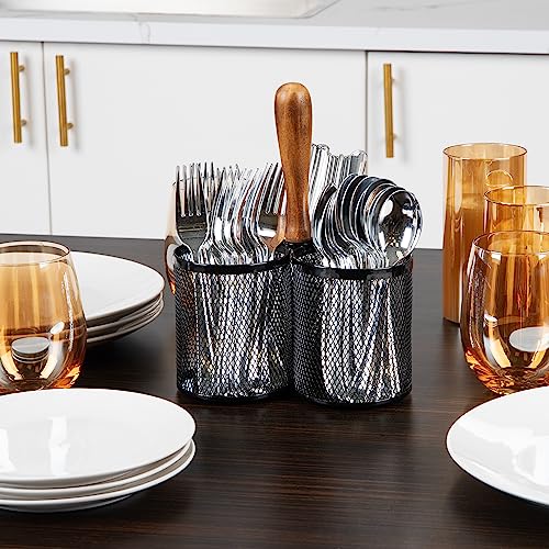 Mind Reader Utensil Holder, Silverware Organizer, Caddy, Cutlery Holder, Kitchen, Metal Mesh, 7.5"L x 7.5"W x 9.75"H, Black - Image 4