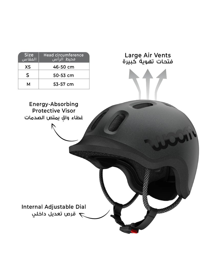Woom READY Kids Bike Helmet | Size S 50-54 cm | Lightweight Ventilated In-Mold Shell | Multi-Sport Protection | Adjustable Dial Fit | Charcoal Metallic - Image 3