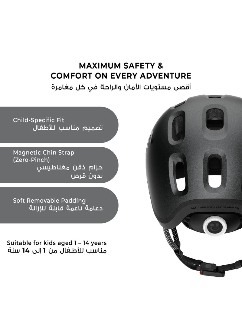 Woom READY Kids Bike Helmet | Size S 50-54 cm | Lightweight Ventilated In-Mold Shell | Multi-Sport Protection | Adjustable Dial Fit | Charcoal Metallic - Image 2