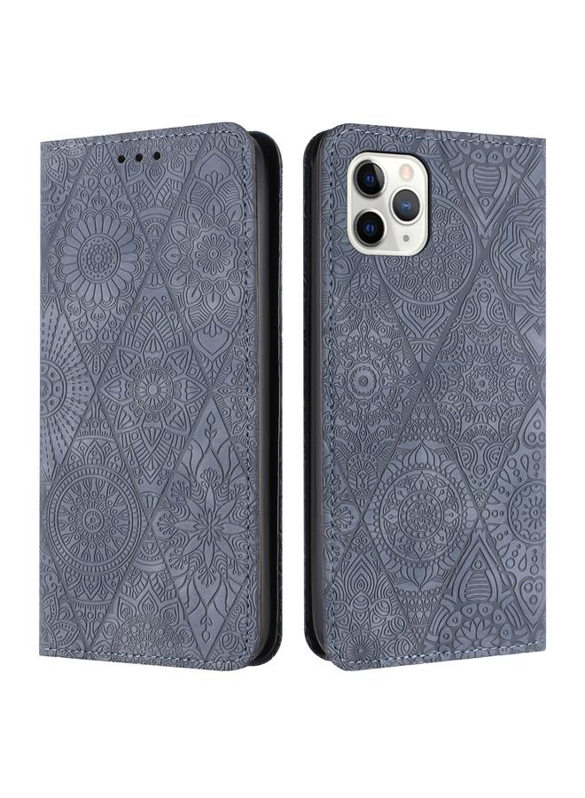 Zaboon Case For iPhone 12 / 12 Pro Ethnic Embossed Adsorption Leather Phone Case - Image 1