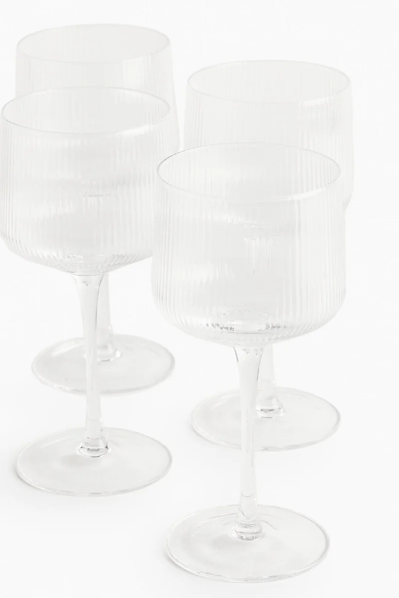 H&M 4-pack fluted wine glasses