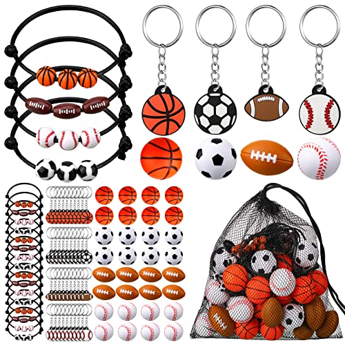 Nosiny Sportball Party Favors  108 Pcs Bulk Set Including 36 Keychains 36 Stress Balls  36 Charm Bracelets for Team Birthday Parties - Image 1