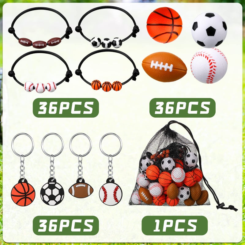 Nosiny Sportball Party Favors  108 Pcs Bulk Set Including 36 Keychains 36 Stress Balls  36 Charm Bracelets for Team Birthday Parties - Image 3