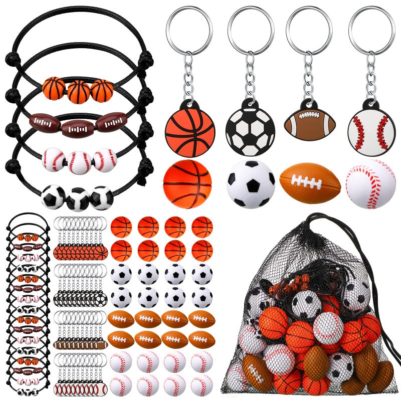 Nosiny Sportball Party Favors  108 Pcs Bulk Set Including 36 Keychains 36 Stress Balls  36 Charm Bracelets for Team Birthday Parties - Image 2