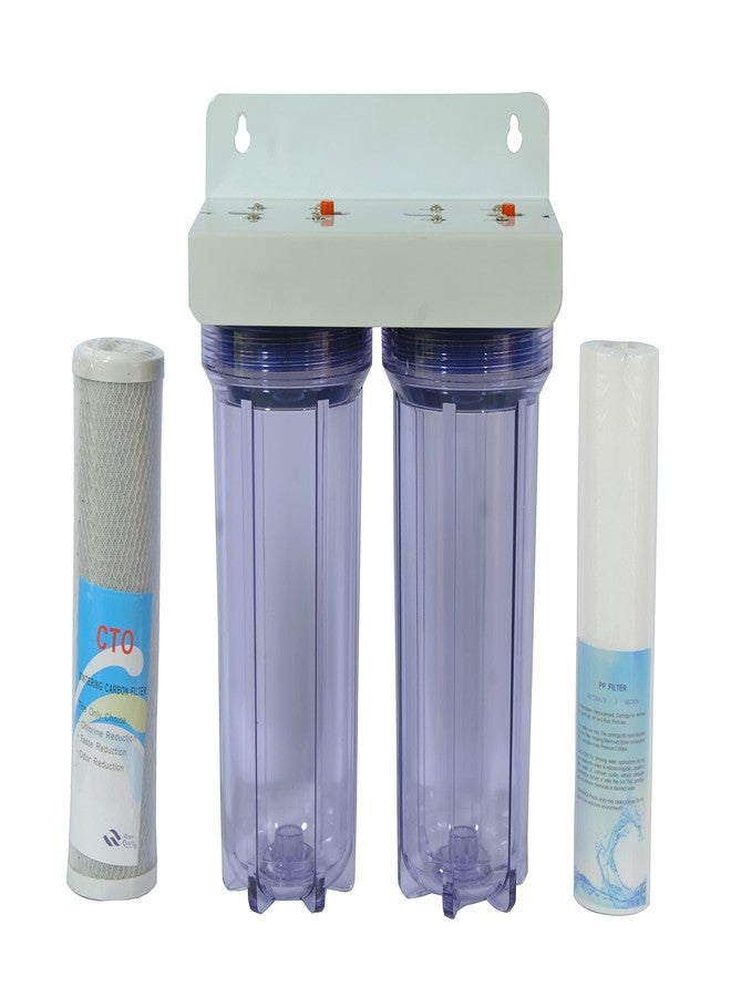 RiverSoft 2-Stage Pre-Filter System with Inbuilt Mounting Clamp | PP Spun Cartridge and CTO Cartridge | Inline/Under-Sink Filter (Transparent Housing, 1-Inch Inlet/Outlet, PP) - Image 4