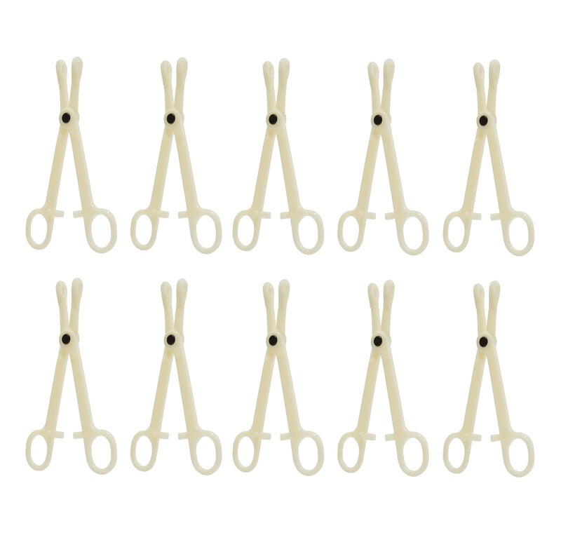 Xiboya textile Pack of 10 Disposable Sterile Slotted Navel Forceps For Tattoo Piercing Tool B