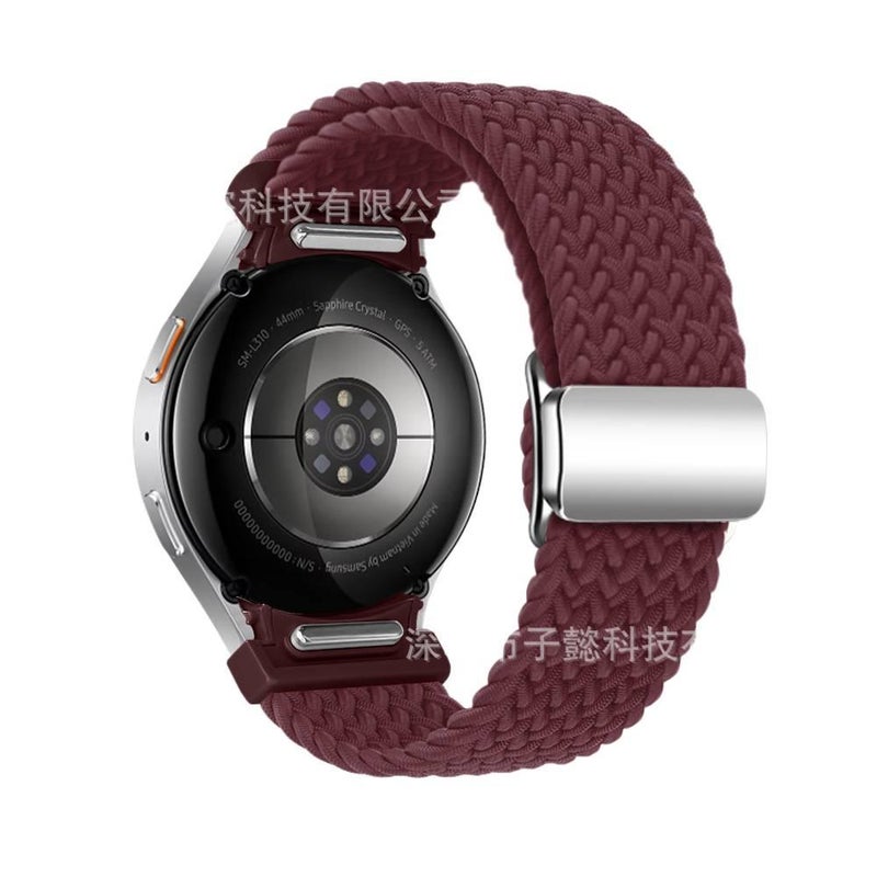 سوار ساعة ذكية سوار نايلون حلقي متوافق مع Samsung Galaxy Watch 7 بملاءمة قابلة للتعديل وحزام بديل باللون أحمر قابل للتعديل - Image 1