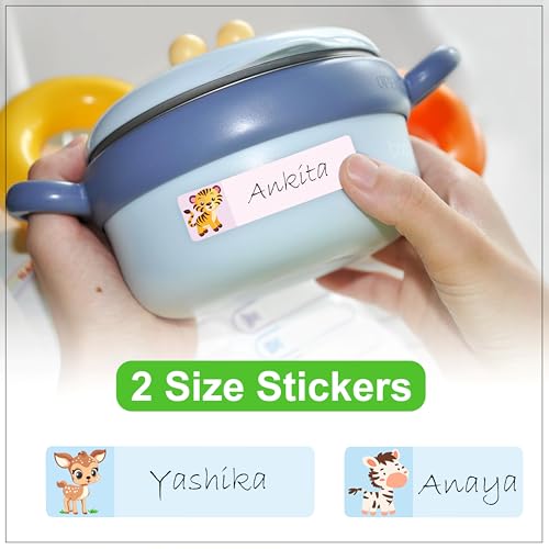 GLUN® Jungle Waterproof Name Stickers, 160 Durable Labels (10 Sheets) for Baby, Kids Bottles, Lunch, Kitchen & Pantry – Reusable Self-Adhesive Stickers Pack of 1 - Image 2