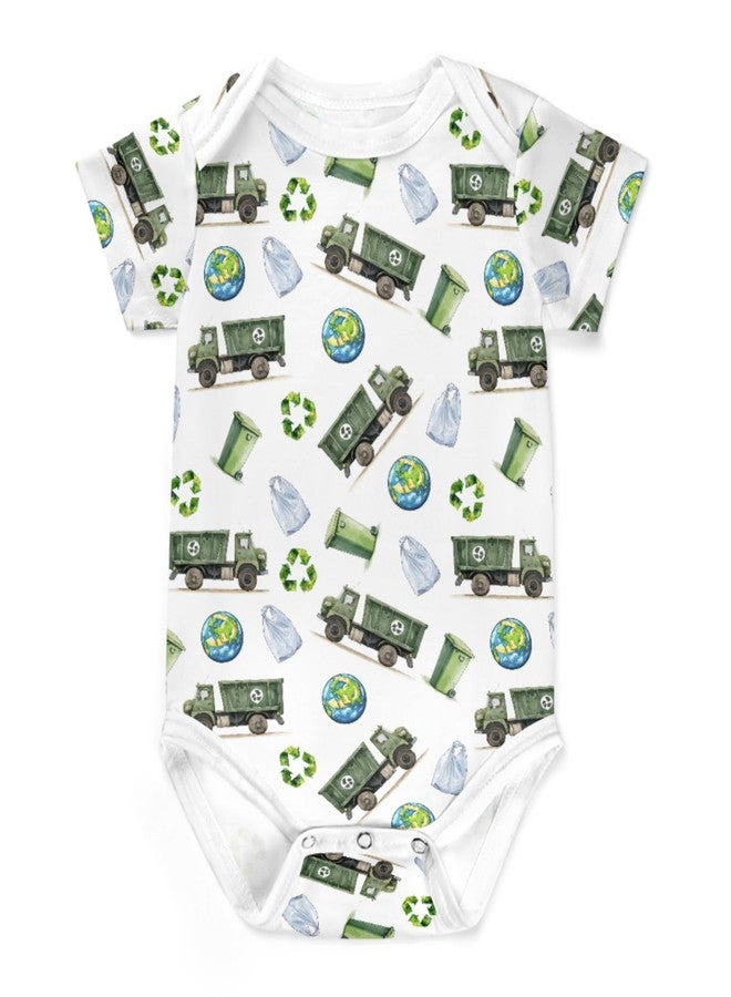 Wicbfdfv Watercolor Garbage Truck Bin Green Baby Bodysuits Trash Trucks Recycling Car Earth One-Piece Truck 3-6M - Image 1