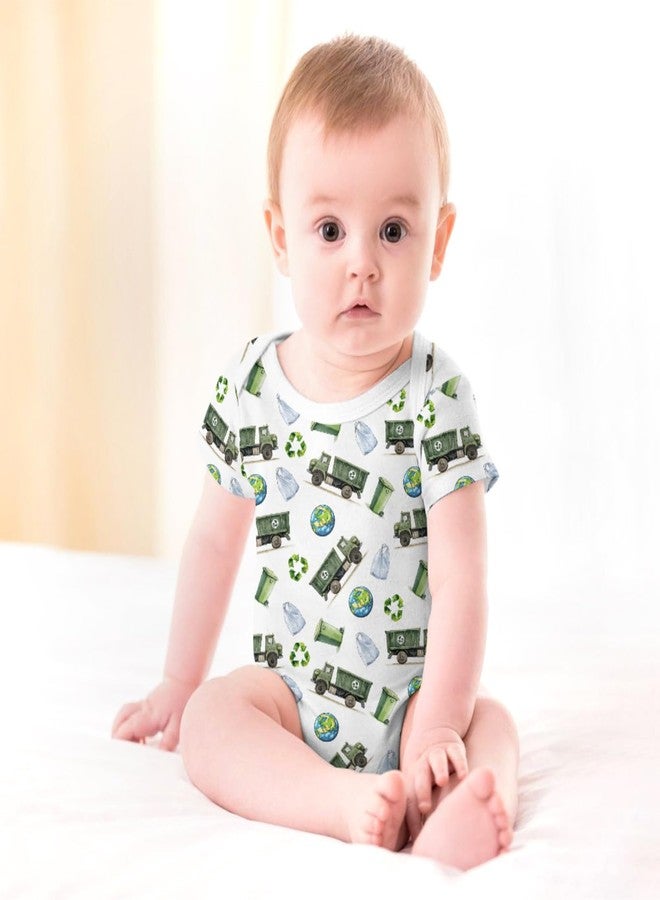Wicbfdfv Watercolor Garbage Truck Bin Green Baby Bodysuits Trash Trucks Recycling Car Earth One-Piece Truck 3-6M - Image 3