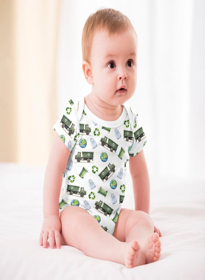 Wicbfdfv Watercolor Garbage Truck Bin Green Baby Bodysuits Trash Trucks Recycling Car Earth One-Piece Truck 3-6M - Image 4
