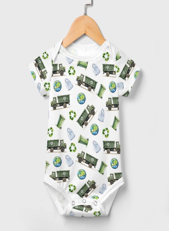 Wicbfdfv Watercolor Garbage Truck Bin Green Baby Bodysuits Trash Trucks Recycling Car Earth One-Piece Truck 3-6M - Image 2