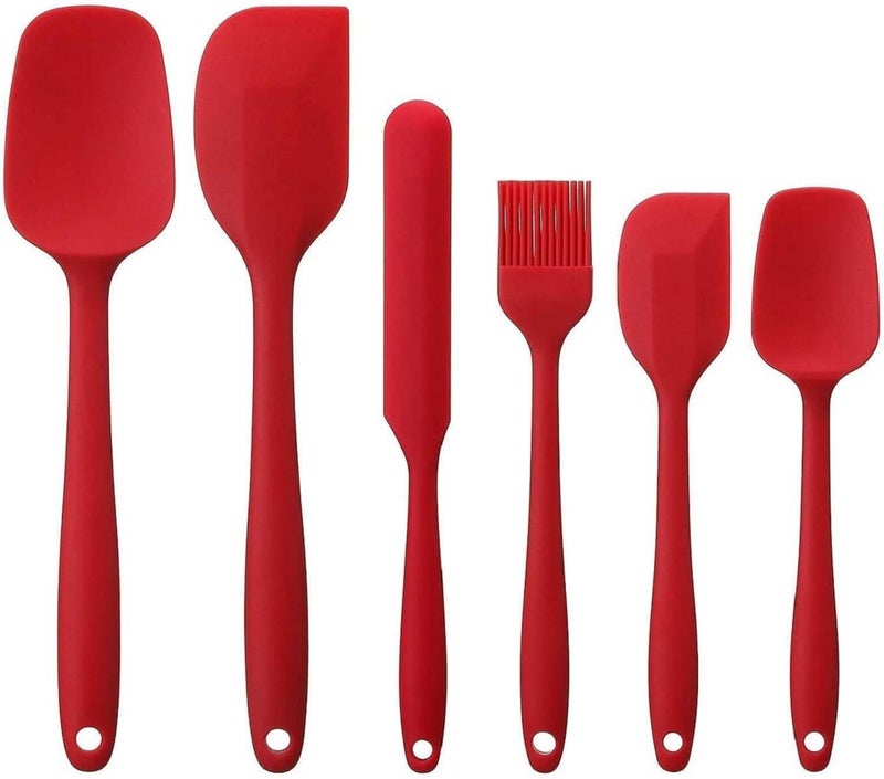 ZUNBELLA Red Silicone Spatula Set of 6 Heat Resistant Spatula for Cooking Baking and Mixing NonStick Cookware for Kitchen Durable Flexible BPA Free Dishwasher Safe Comfortable Secure Grip - Image 1