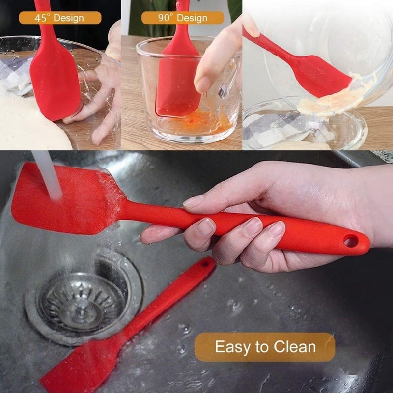 ZUNBELLA Red Silicone Spatula Set of 6 Heat Resistant Spatula for Cooking Baking and Mixing NonStick Cookware for Kitchen Durable Flexible BPA Free Dishwasher Safe Comfortable Secure Grip - Image 3