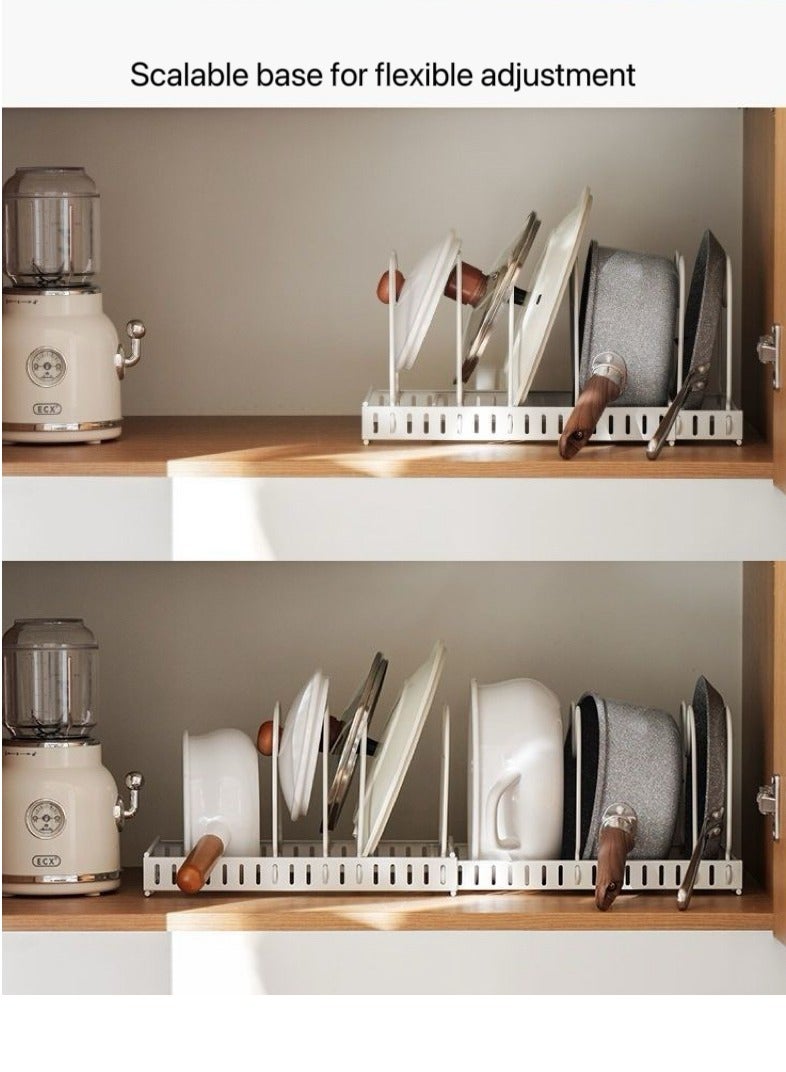 COYICMSS Pots and Pans Organizer,56*18cm Large Expandable Pot Lid Holder and Pan Rack in Kitchen with 7 Tiers Adjustable Pots and Pans Organizer, adjustable pull-out pot Rack Organizer cabinet, U-shaped Dish rack Washing Drying Rack for placing lid bowls and plates cabinets - Image 4