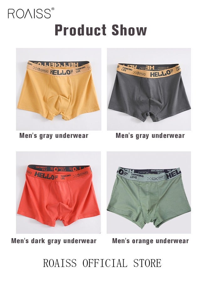 roaiss Men's Boxers 4 Pack Set Trend Men's Teenage Boys Underwear Short Briefs High Elastic Classic Underwear  - Image 5