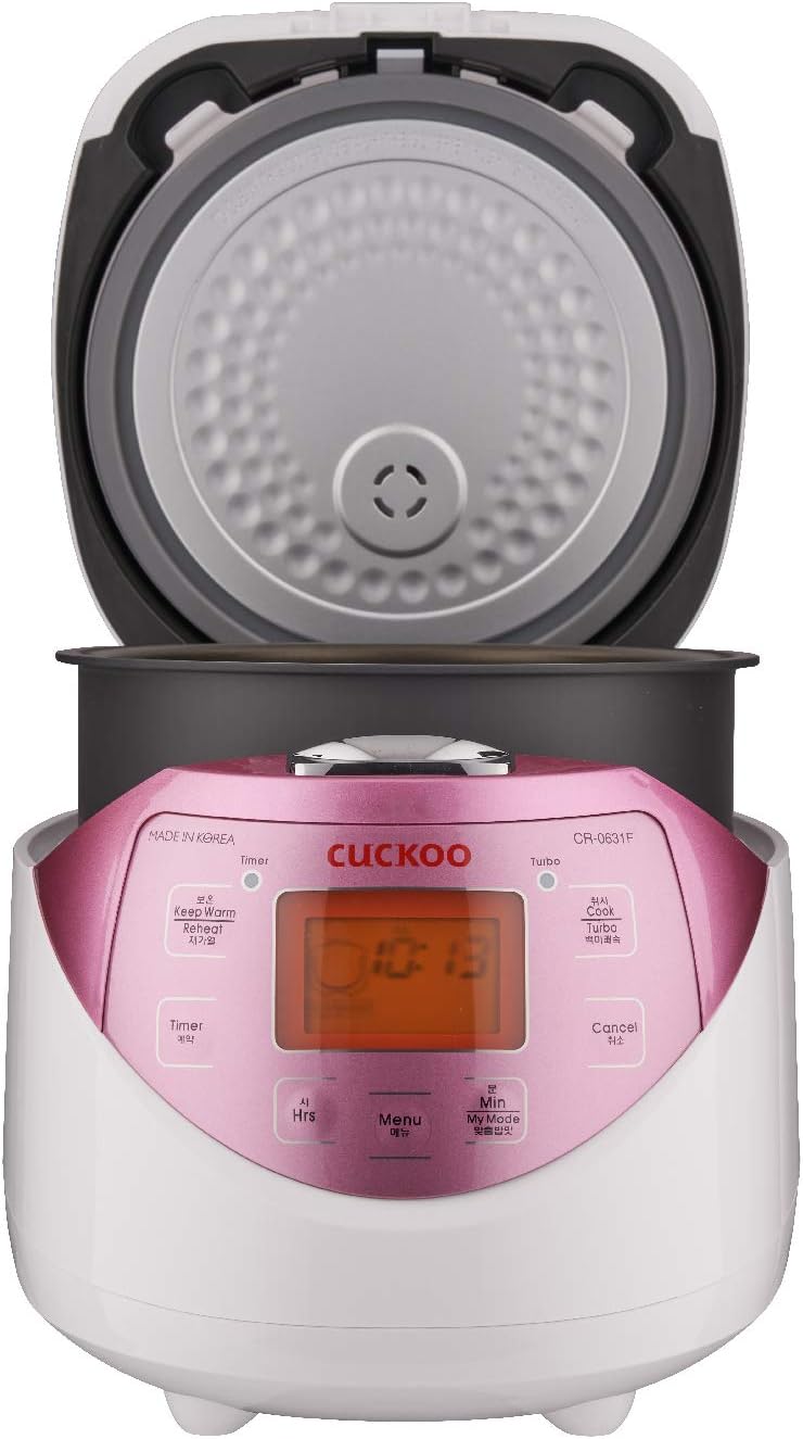 Cuckoo Micom Rice Cooker 6 Cup Uncooked / 12 Cup Cooked, Korean Fuzzy Logic Rice Cooker with Delay Timer & Keep Warm Setting, Versatile Food Steamer with Non-Stick Inner Pot, Pink (CR-0631F) - Image 3