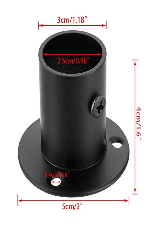 OwnMy أون ماي 4 عبوات من قواعد أعمدة الفولاذ المقاوم للصدأ، حامل قضيب مثبت على الحائط مع براغي لستارة الحمام (تناسب 25 مم / 1'') (أسود) - Image 2