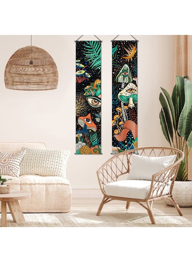 Tiamon 2 Pcs Mushroom Tapestry Banner Hippie Wall Decoration Eyes Ocean Room Wall Hanging Peacock Bohemian Colorful Abstract Mushroom Backdrop Photography Background for Home Aesthetic Decor Room Bedroom - Image 3