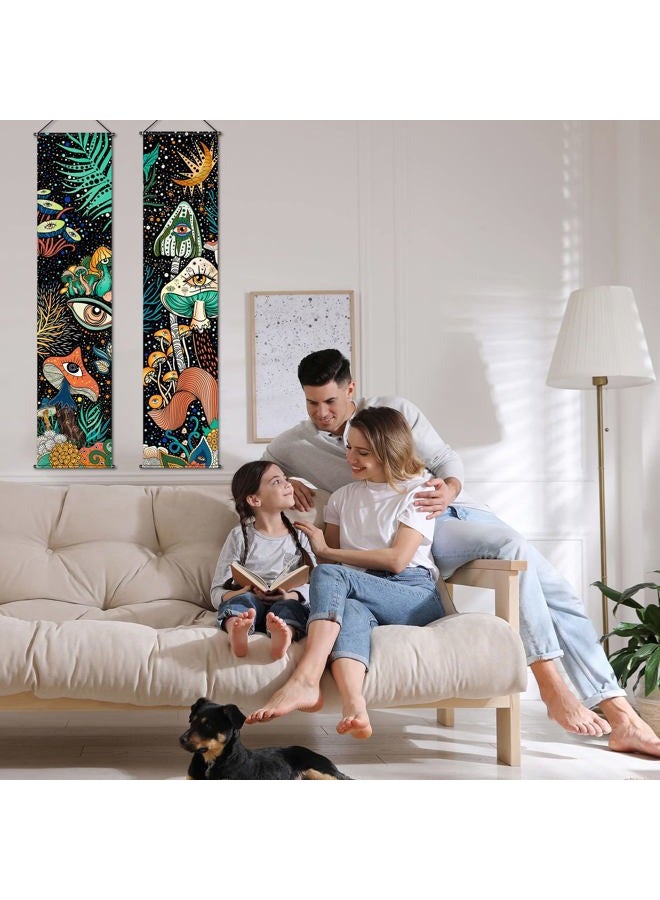 Tiamon 2 Pcs Mushroom Tapestry Banner Hippie Wall Decoration Eyes Ocean Room Wall Hanging Peacock Bohemian Colorful Abstract Mushroom Backdrop Photography Background for Home Aesthetic Decor Room Bedroom - Image 4