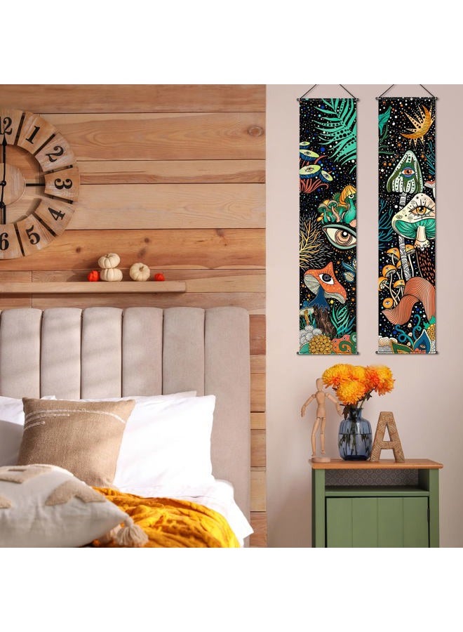 Tiamon 2 Pcs Mushroom Tapestry Banner Hippie Wall Decoration Eyes Ocean Room Wall Hanging Peacock Bohemian Colorful Abstract Mushroom Backdrop Photography Background for Home Aesthetic Decor Room Bedroom - Image 5