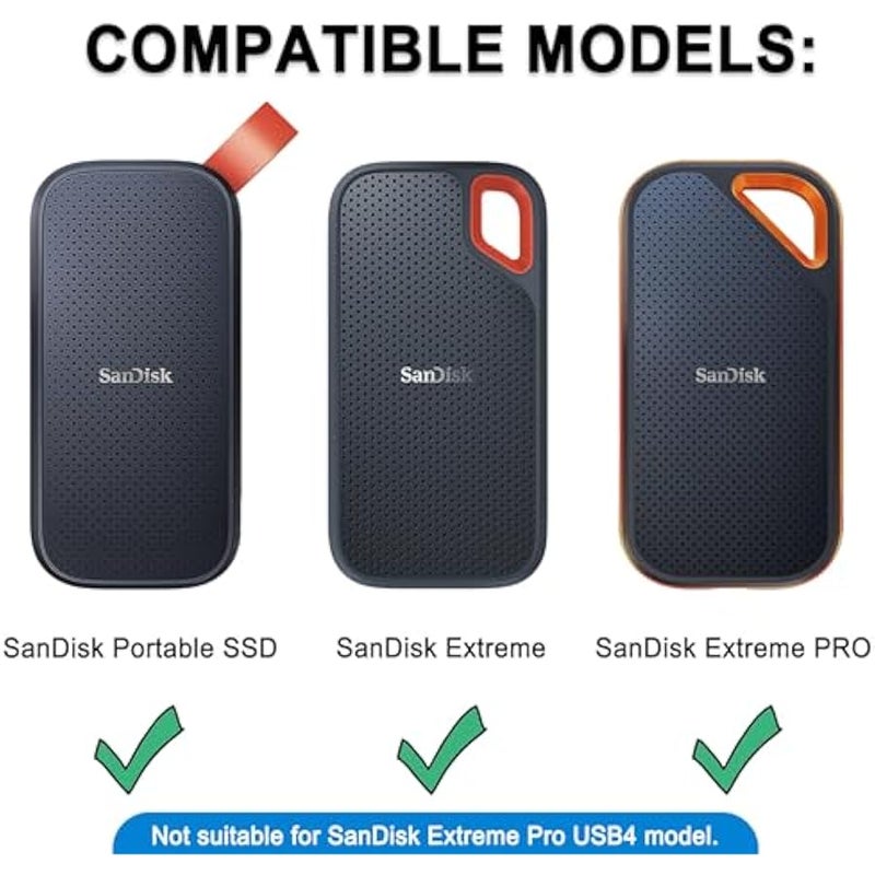 Hard Carrying Case for SanDisk Extreme Pro/SanDisk Extreme Portable External SSD 500GB 1TB 2TB 4TB USB-C Solid State Drive EVA Shockproof Protective Storage Travel Bag, Black+Orange - Image 2