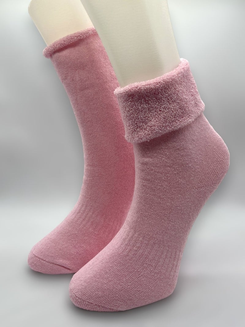 Ciho Socks 6 Pairs Women's Winter, Thick, Curled, Elastic-Free Thermal Socket Socks - Pink  - Image 2