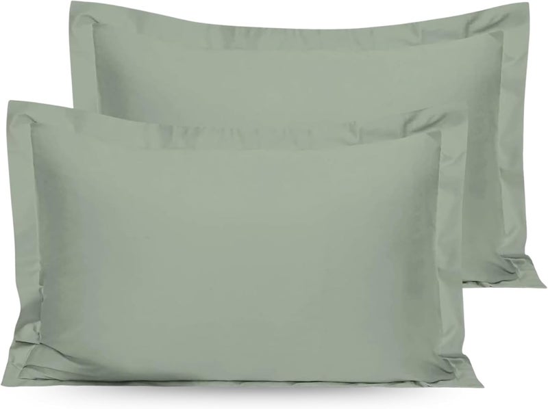 OSBED Cotton Pillow Covers Set of 2 - Breathable & Cooling Pillow Shams (Sage Green, 50 x 65cm) - Image 1