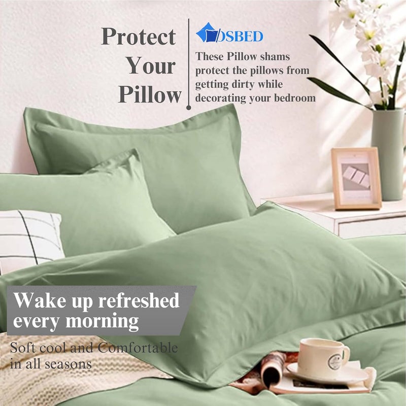 OSBED Cotton Pillow Covers Set of 2 - Breathable & Cooling Pillow Shams (Sage Green, 50 x 65cm) - Image 5