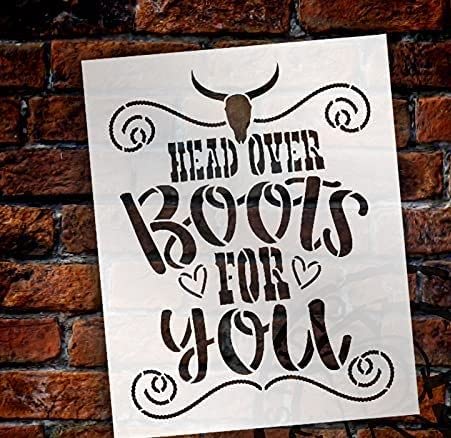 ivana's Ivana's Head Over Boots for You Stencil | DIY Country Girl Farm Home Decor | Craft & Paint Wood Sign | Reusable Mylar Template | Size (15 inches x 12 inches) - Image 2