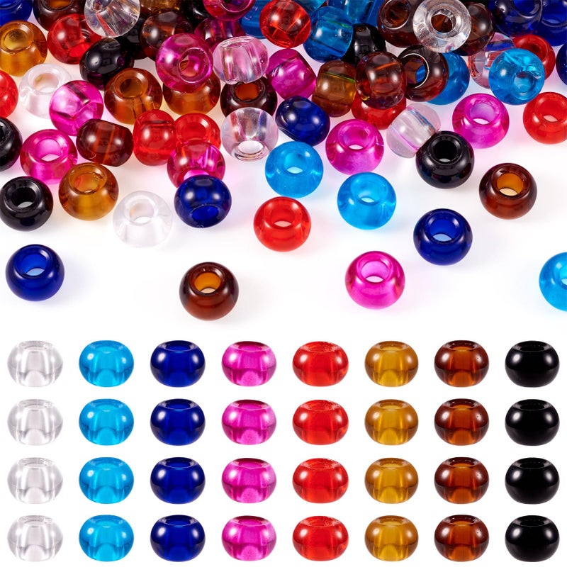 Craftdady 88Pcs Large Hole Glass European Spacer Beads 15x10mm Mixed Color Rondelle Slide Charm Beads for Snake Chain Bracelet Jewelry Making Hole 5mm