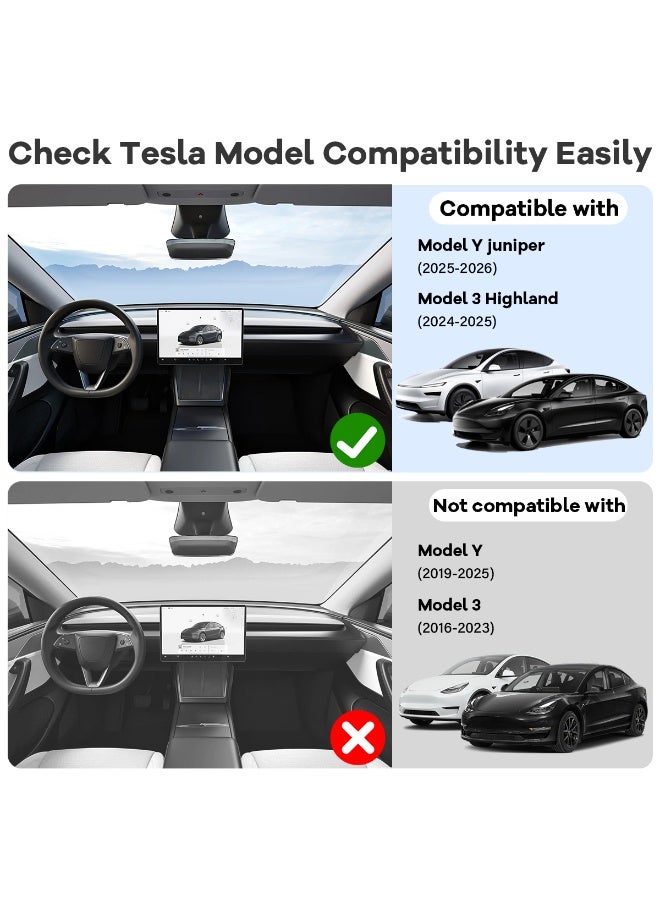 FETUSI 5PCS Center Console Organizer Tray Fit for Tesla Model Y Juniper 2025 & Model 3 Highland 2024–2025 – Armrest Hidden Storage Box, Cup Holder & Drawer Organizer – Tesla Interior Accessories - Image 2