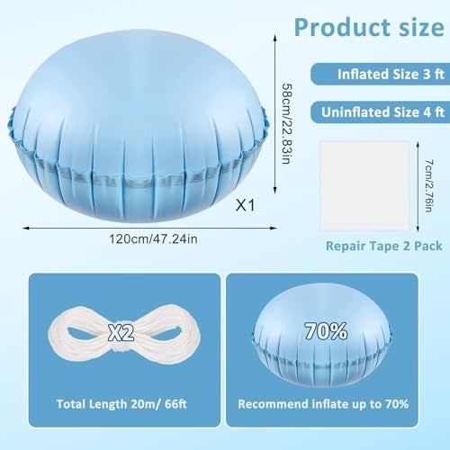 Waybas Pool Pillows for Above Ground Pools, 4ft Dia Heavy Duty Swimming Pool Air Pillow 0.4mm Thickened Pool Closing Winter Kit Pool Cover Float Balloon with String Repair Tape for Winterizing Ice Equalizer - Image 5